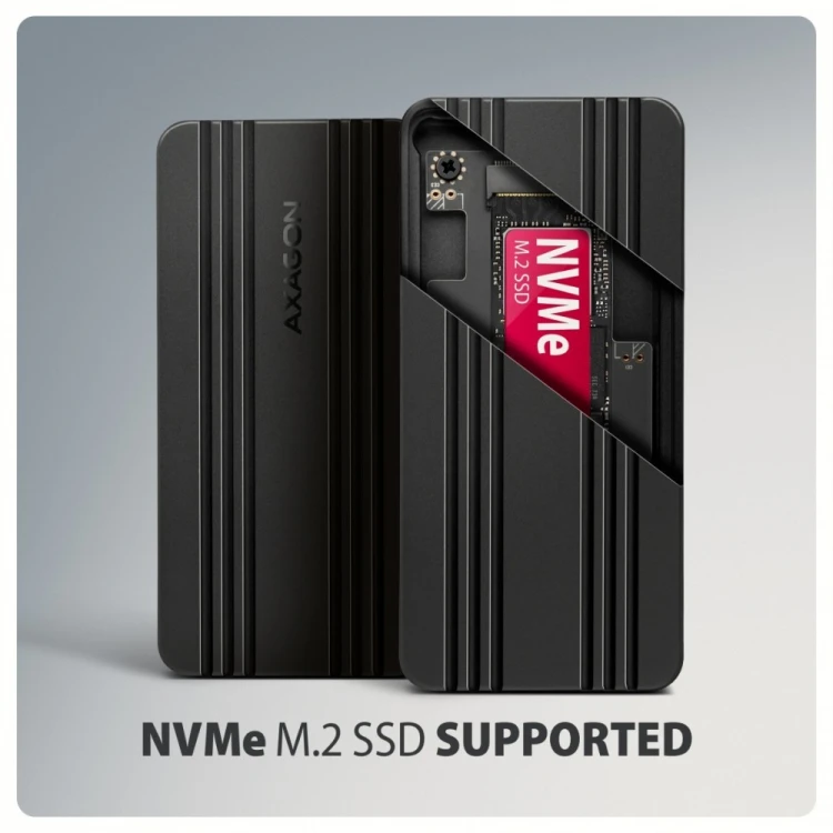 AXAGON EEM2-40G Obudowa zewnętrzna aluminiowa USB4 Gen 3x2 M.2 SSD NVMe 40Gbps passive, USB-C cable, silicon sleeve