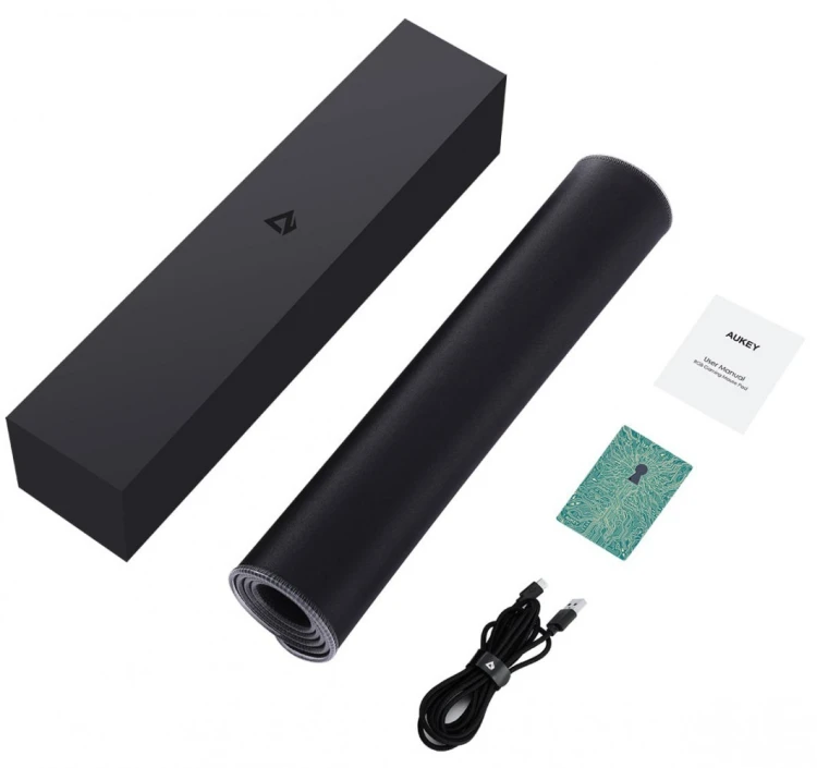 AUKEY KM-P7 RGB podkładka pod mysz i klawiaturę XXL gamingowa| 900x400x4mm | wodoodporna | gumowany spód | aplikacja G-aim Control Center
