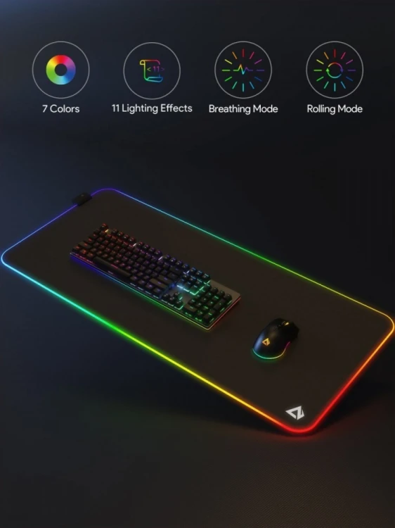 AUKEY KM-P7 RGB podkładka pod mysz i klawiaturę XXL gamingowa| 900x400x4mm | wodoodporna | gumowany spód | aplikacja G-aim Control Center