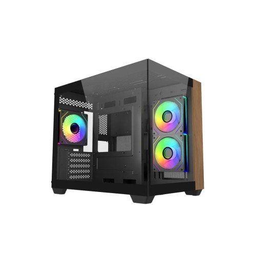 Cooler Master Obudowa Elite 481 Wood 270° Seamless Glass mATX
