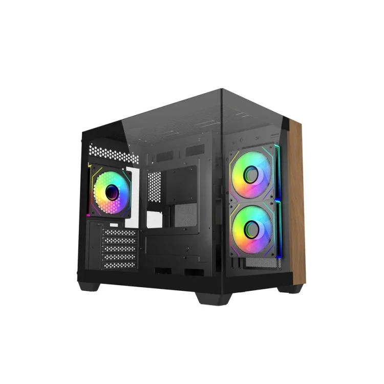 Cooler Master Obudowa Elite 481 Wood 270° Seamless Glass mATX