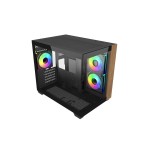 Cooler Master Obudowa Elite 481 Wood 270° Seamless Glass mATX