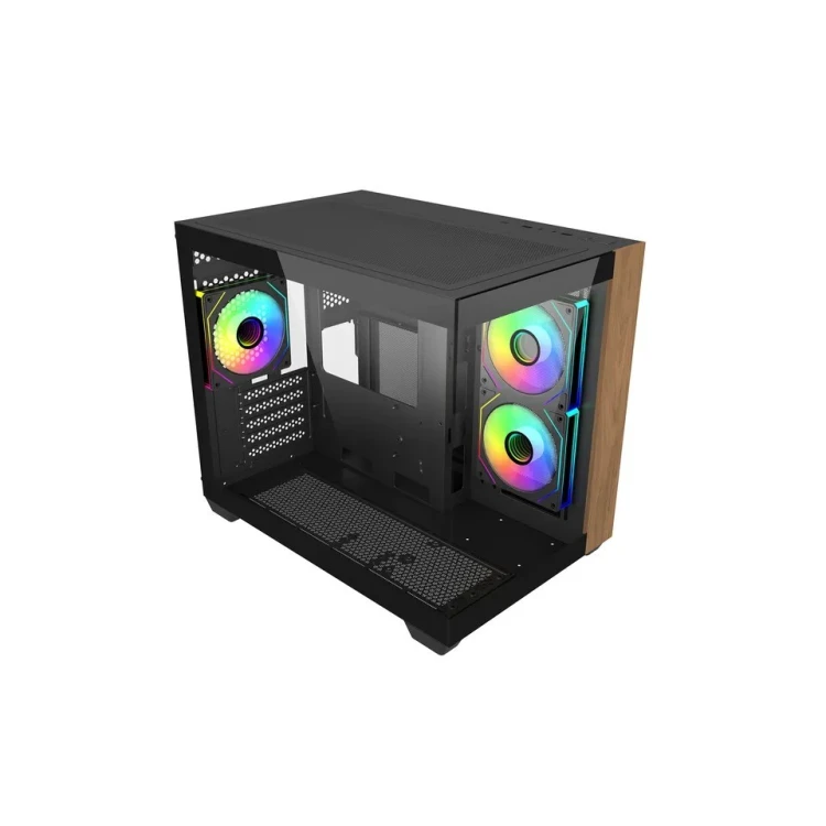 Cooler Master Obudowa Elite 481 Wood 270° Seamless Glass mATX
