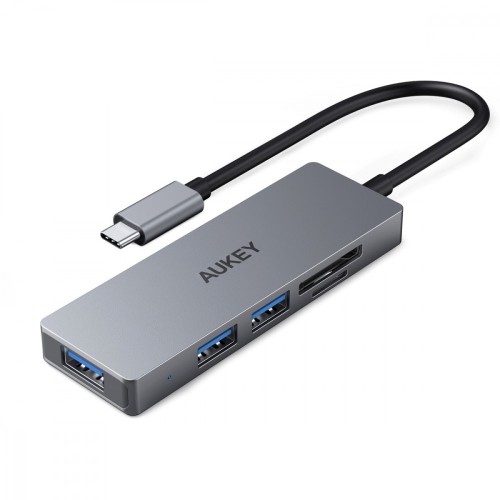 AUKEY HUB USB-C CB-C63 aluminiowy | Ultra Slim | 4w1 | 3xUSB 3.1 | 1xMicroSD i SD