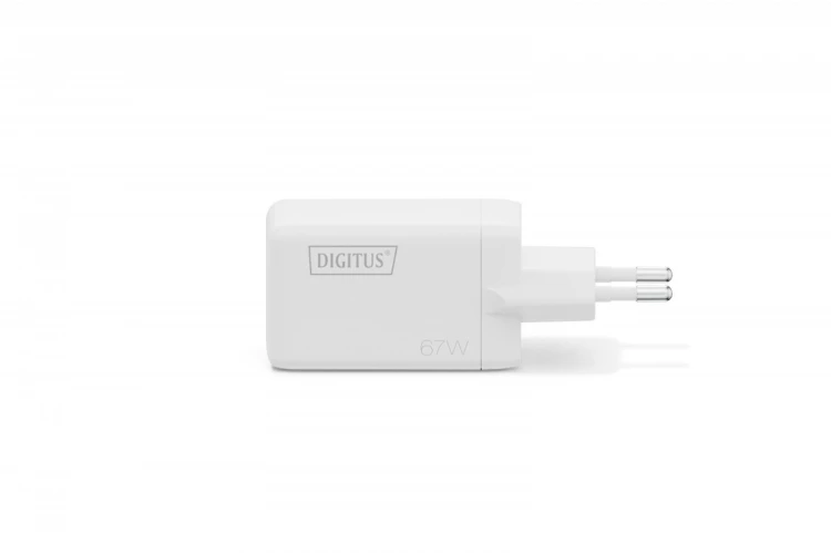 Digitus Ładowarka sieciowa GaN II 67W | 2x USB-C, 1x USB-A | PD 3.0, QC 3.0 | Biała