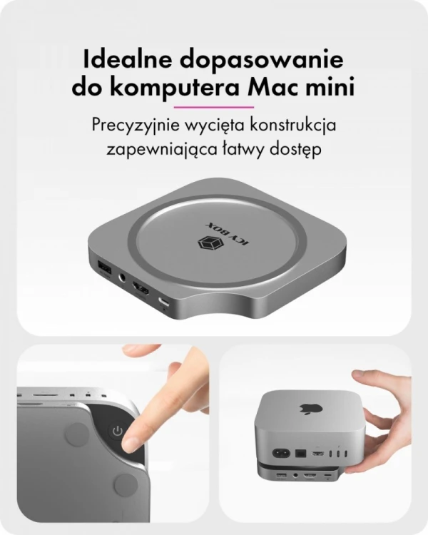 IcyBox Stacja dokująca IB-DK100 Mac Mini M4 7 w 1 z M.2 NVMe Slot