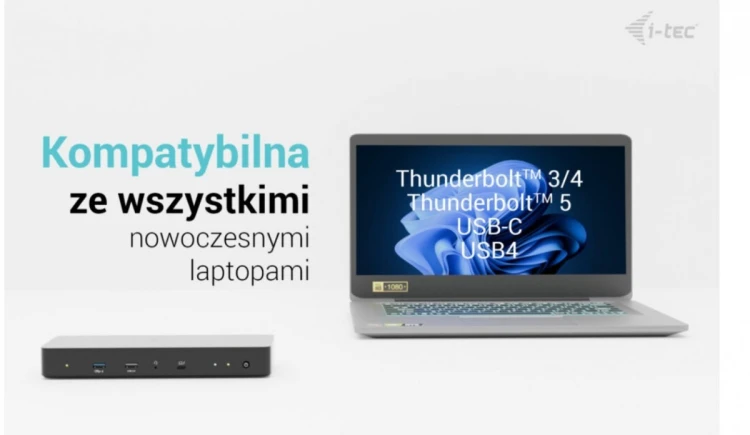 i-tec Stacja dokująca Thunderbolt 4 Intelligent Dual Display Power Delivery 90W 2x DP Video TB AUDIO LAN  USB-A 10Gbps USB-C 10 Gbps Kensington lock