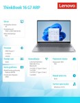 Lenovo Laptop ThinkBook 16 G7 21MW000UPB W11Pro 7735HS/16GB/1TB/AMD Radeon/16.0 WUXGA/Arctic Grey/3YRS OS + CO2 Offset