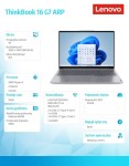 Lenovo Laptop ThinkBook 16 G7 21MW00F0PB W11Pro 5 7535HS/16GB/512GB/INT/16.0 WUXGA/Arctic grey/3YR OS + 1YR CI + CO2 Offset