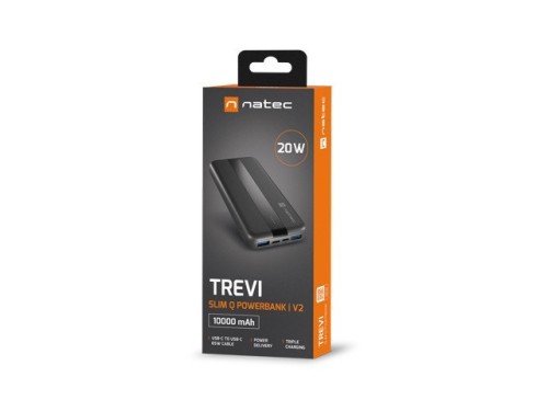 Natec Powerbank TREVI Slim Q V2 2xUSB-A 18W 1xUSB-C 20W