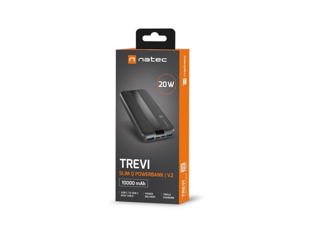 Natec Powerbank TREVI Slim Q V2 2xUSB-A 18W 1xUSB-C 20W