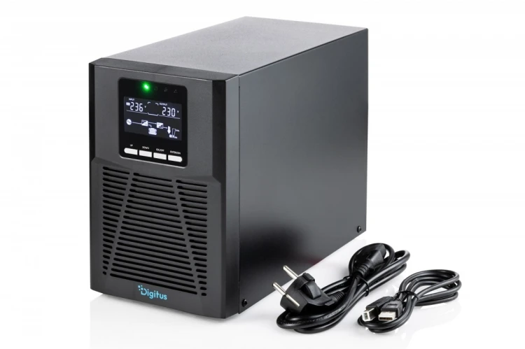 Digitus Zasilacz awaryjny UPS Online Tower 19" LCD 1000VA/1000W 2x12V/9Ah 4xC13 1xC14 USB RS232 RJ45 GŁ.293mm