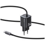 USAMS Ładowarka sieciowa JC Series CC261 20W GaN Fast Charger wbudowanykabel USB-C czarna