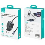USAMS Ładowarka sieciowa JC Series CC261 20W GaN Fast Charger wbudowanykabel USB-C czarna