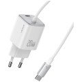 USAMS Ładowarka sieciowa JC Series CC261 20W GaN Fast Charger wbudowanykabel USB-C biały