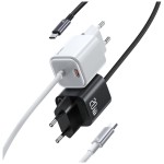 USAMS Ładowarka sieciowa JC Series CC261 20W GaN Fast Charger wbudowanykabel USB-C biały