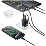 USAMS Ładowarka sieciowa JC Series CC261 20W GaN Fast Charger wbudowanykabel USB-C biały