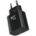 USAMS Ładowarka sieciowa T65 33W Fast Charging 1xUSB-C 1xUSB-A czarna