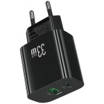USAMS Ładowarka sieciowa T65 33W Fast Charging 1xUSB-C 1xUSB-A czarna