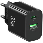 USAMS Ładowarka sieciowa T65 33W Fast Charging 1xUSB-C 1xUSB-A czarna