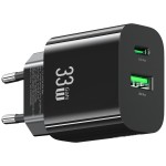 USAMS Ładowarka sieciowa T65 33W Fast Charging 1xUSB-C 1xUSB-A czarna