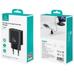 USAMS Ładowarka sieciowa T65 33W Fast Charging 1xUSB-C 1xUSB-A czarna