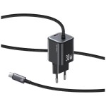 USAMS Ładowarka sieciowa JC Series CC264 30W GaN Fast Charger wbudowanykabel USB-C czarna
