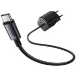 USAMS Ładowarka sieciowa JC Series CC264 30W GaN Fast Charger wbudowanykabel USB-C czarna