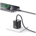 USAMS Ładowarka sieciowa JC Series CC264 30W GaN Fast Charger wbudowanykabel USB-C czarna