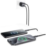 USAMS Ładowarka sieciowa JC Series CC264 30W GaN Fast Charger wbudowanykabel USB-C czarna