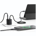 USAMS Ładowarka sieciowa JC Series CC264 30W GaN Fast Charger wbudowanykabel USB-C czarna