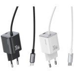 USAMS Ładowarka sieciowa JC Series CC264 30W GaN Fast Charge wbudowany kabel USB-C biała