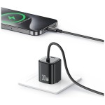 USAMS Ładowarka sieciowa JC Series CC264 30W GaN Fast Charge wbudowany kabel USB-C biała