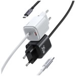 USAMS Ładowarka sieciowa JC Series CC264 30W GaN Fast Charge wbudowany kabel USB-C biała