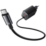 USAMS Ładowarka sieciowa JC Series CC266 65W GaN Fast Charger wbudowanykabel USB-C czarny