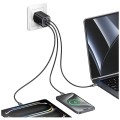 USAMS Ładowarka sieciowa JC Series CC266 65W GaN Fast Charger wbudowanykabel USB-C czarny