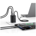 USAMS Ładowarka sieciowa JC Series CC266 65W GaN Fast Charger wbudowanykabel USB-C czarny