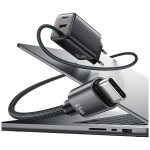 USAMS Ładowarka sieciowa JC Series CC266 65W GaN Fast Charger wbudowanykabel USB-C czarny