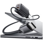 USAMS Ładowarka sieciowa JC Series CC266 65W GaN Fast Charger wbudowanykabel USB-C biała