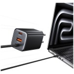 USAMS Ładowarka sieciowa JC Series CC266 65W GaN Fast Charger wbudowanykabel USB-C biała
