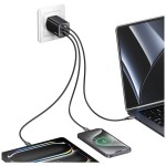 USAMS Ładowarka sieciowa JC Series CC266 65W GaN Fast Charger wbudowanykabel USB-C biała