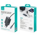 USAMS Ładowarka sieciowa JC Series CC266 65W GaN Fast Charger wbudowanykabel USB-C biała