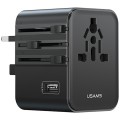 USAMS Ładowarka travel adapter 17W CC308 USB-C + USB-A 4w1 US/AU/EU/UK czarna