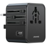 USAMS Ładowarka travel adapter 17W CC308 USB-C + USB-A 4w1 US/AU/EU/UK czarna