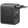 USAMS Ładowarka travel adapter 17W CC308 USB-C + USB-A 4w1 US/AU/EU/UK czarna