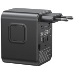 USAMS Ładowarka travel adapter 17W CC308 USB-C + USB-A 4w1 US/AU/EU/UK czarna
