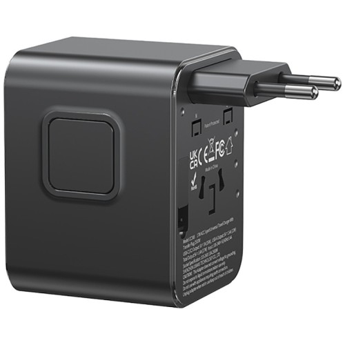 USAMS Ładowarka travel adapter 17W CC308 USB-C + USB-A 4w1 US/AU/EU/UK czarna