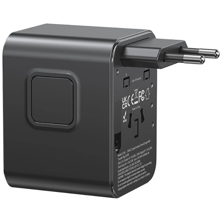 USAMS Ładowarka travel adapter 17W CC308 USB-C + USB-A 4w1 US/AU/EU/UK czarna