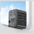 USAMS Ładowarka travel adapter 17W CC308 USB-C + USB-A 4w1 US/AU/EU/UK czarna