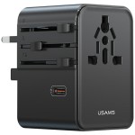 USAMS Ładowarka Travel Adapter 70W US/AU/EU/UK 3xUSB-C 4w1 czarny